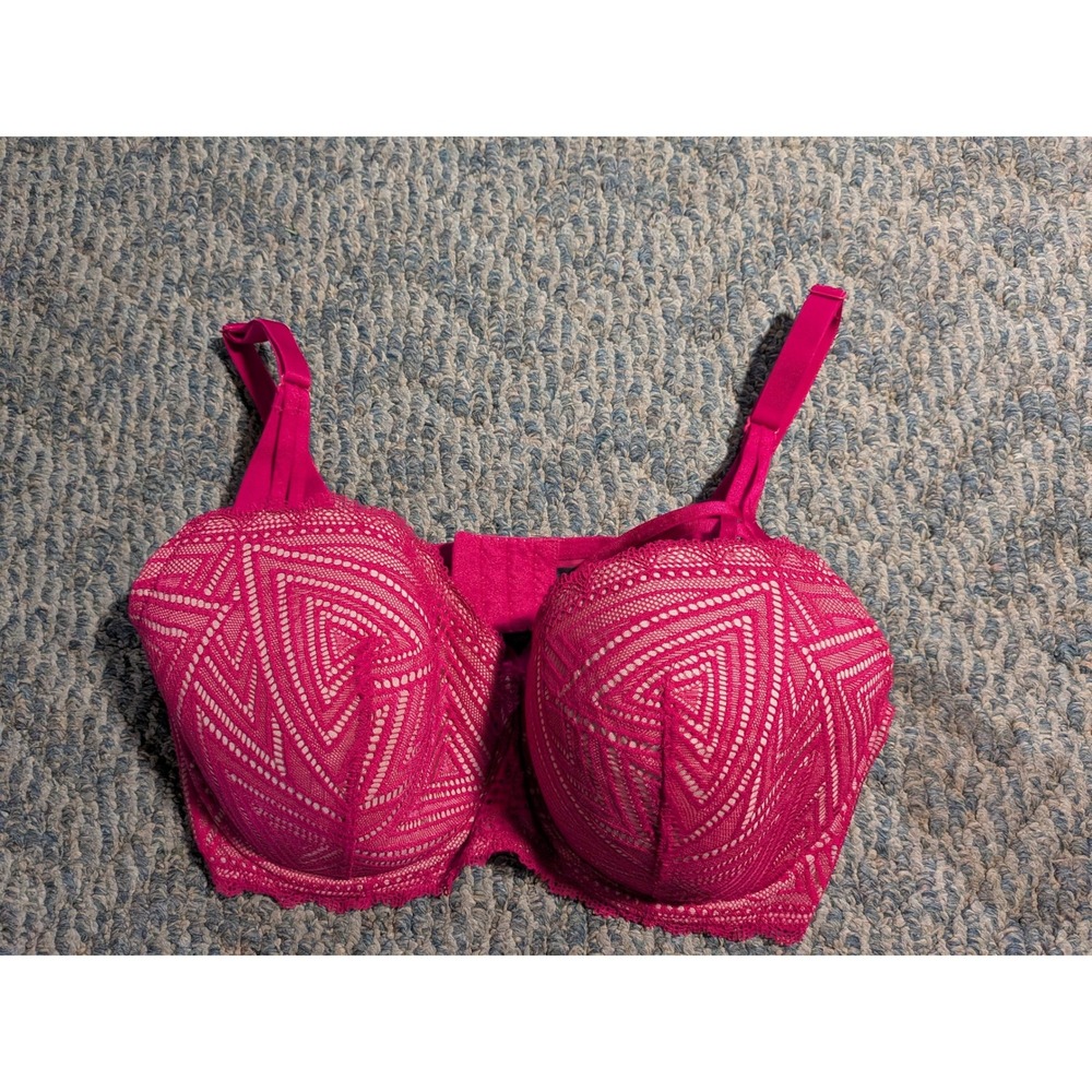 Adore Me Magenta Pink Geometric Lace Full Coverage Underwire Bra 42D